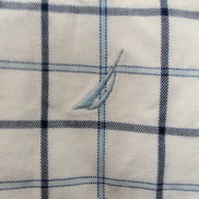 Nautica Chemise Vintage Blanche Carreaux Bleus Manches Longues Homme 3XL