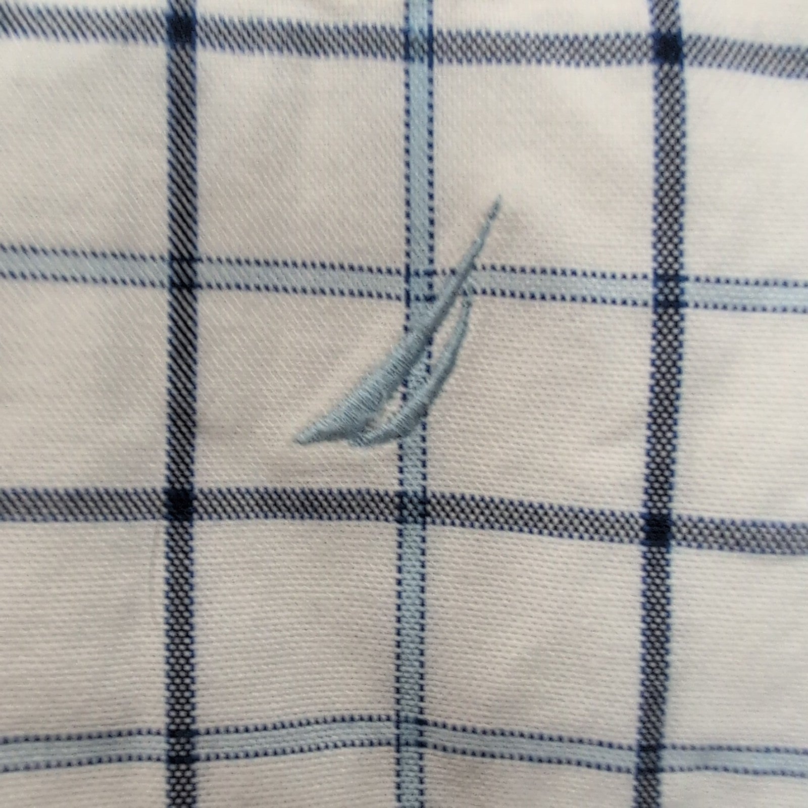 Nautica Chemise Vintage Blanche Carreaux Bleus Manches Longues Homme 3XL