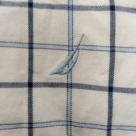 Nautica Chemise Vintage Blanche Carreaux Bleus Manches Longues Homme 3XL