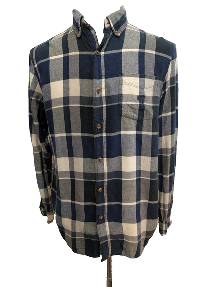 🌲 CHEMISE FLANELLE PERFORMANCE CHAPS M (G) CARREAUX BLEU MARINE NOIR LOGO BRODÉ