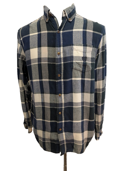 🌲 CHEMISE FLANELLE PERFORMANCE CHAPS M (G) CARREAUX BLEU MARINE NOIR LOGO BRODÉ