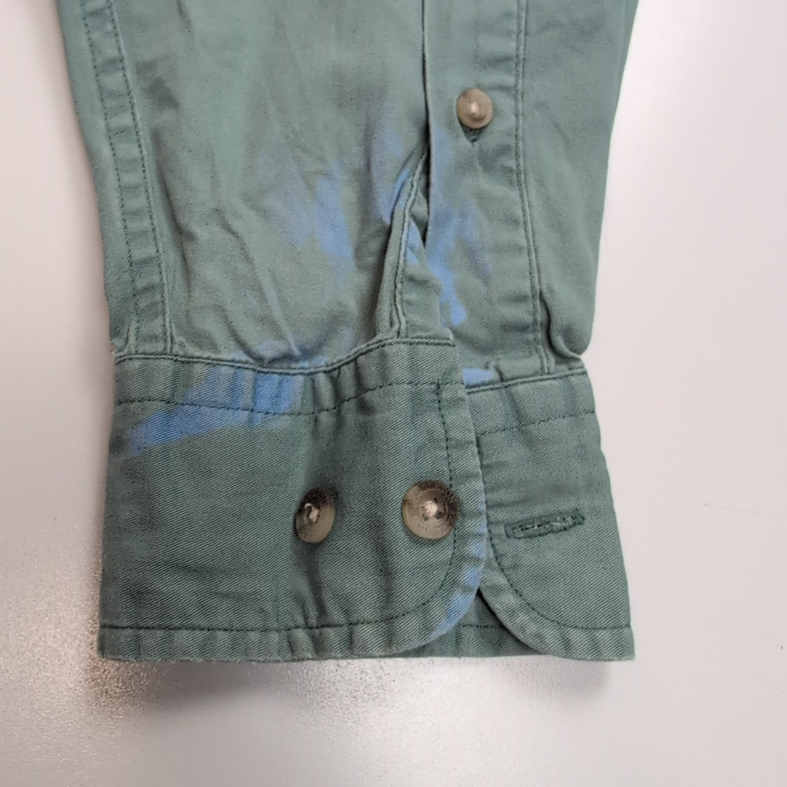Chemise Pendleton S Vert Pâle 100% Coton Logo Cuir Manches Longues