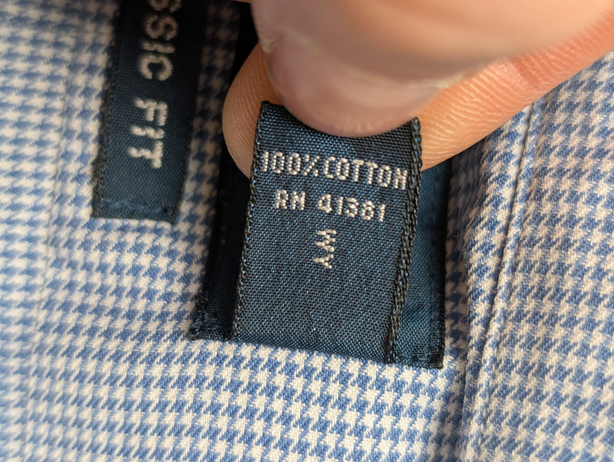 Chemise Polo Ralph Lauren Shirt L Classic Fit Pied-de-poule Bleu Button Down