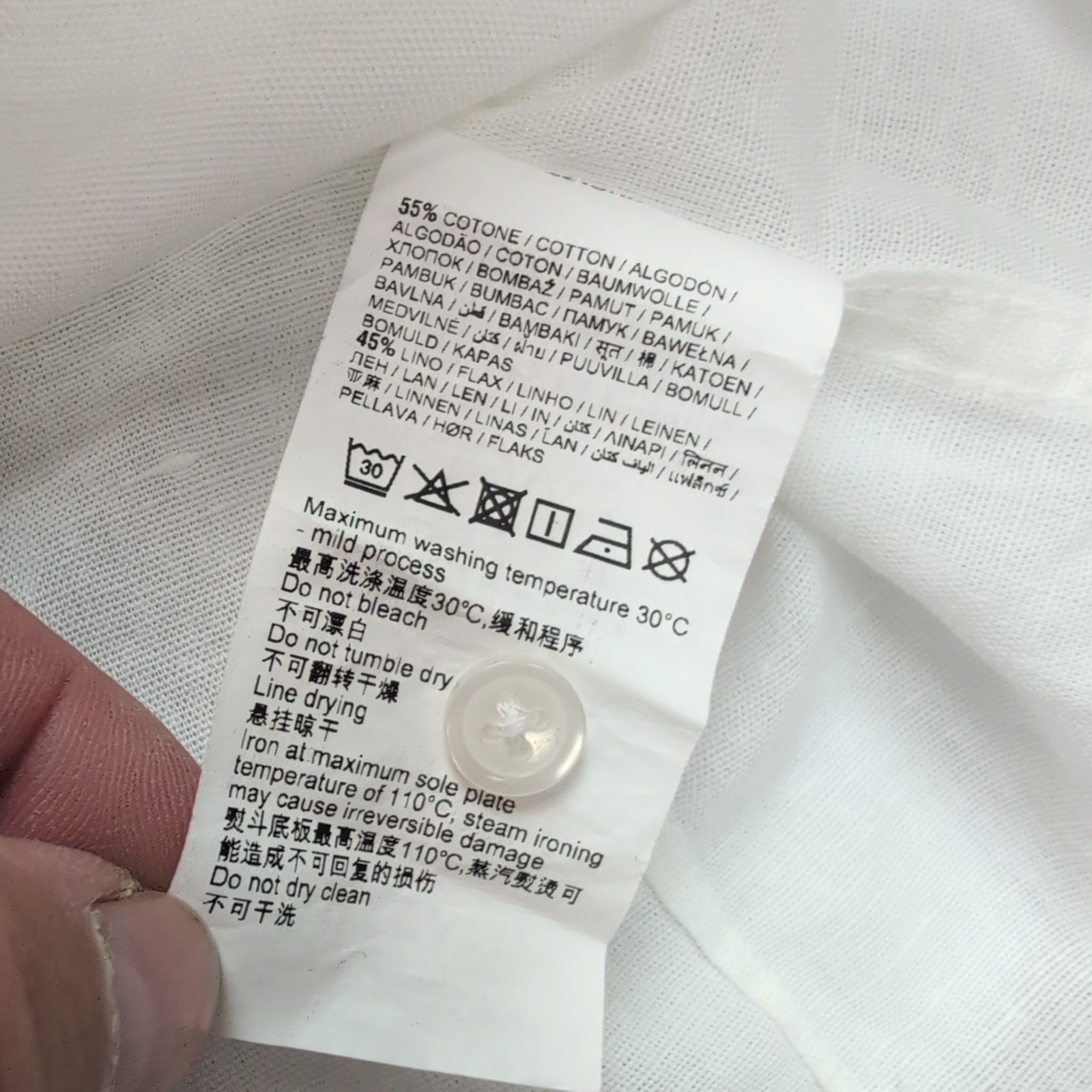 Chemise OVS 6/7 Ans Neuve Étiquette Blanche Coton Lin Coupe Ajustée