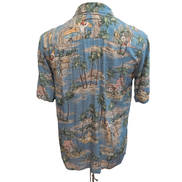 Chemise Hawaïenne Batik Bay Rayonne Bleu Motif Plage Surf S