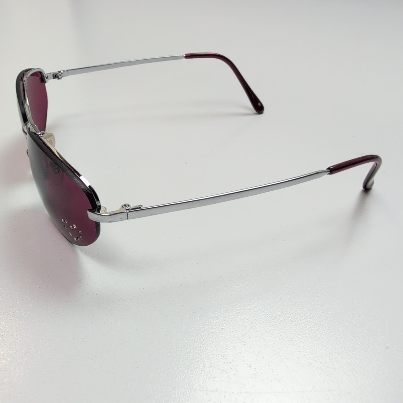 Lunettes de soleil Y2K Ovales Métal Chrome Détail Cœur Strass