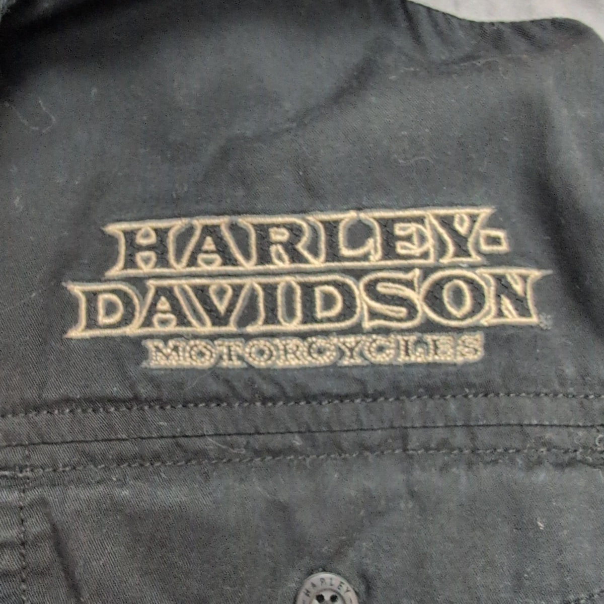Chemise Harley Davidson L Noire Orange Flamme Brodée Dos 100% Coton