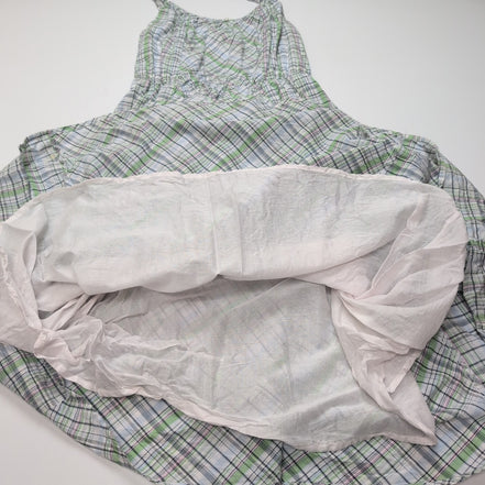 Robe d'été Femme Coton Carreaux Vert Bleu Bretelles Réglables M