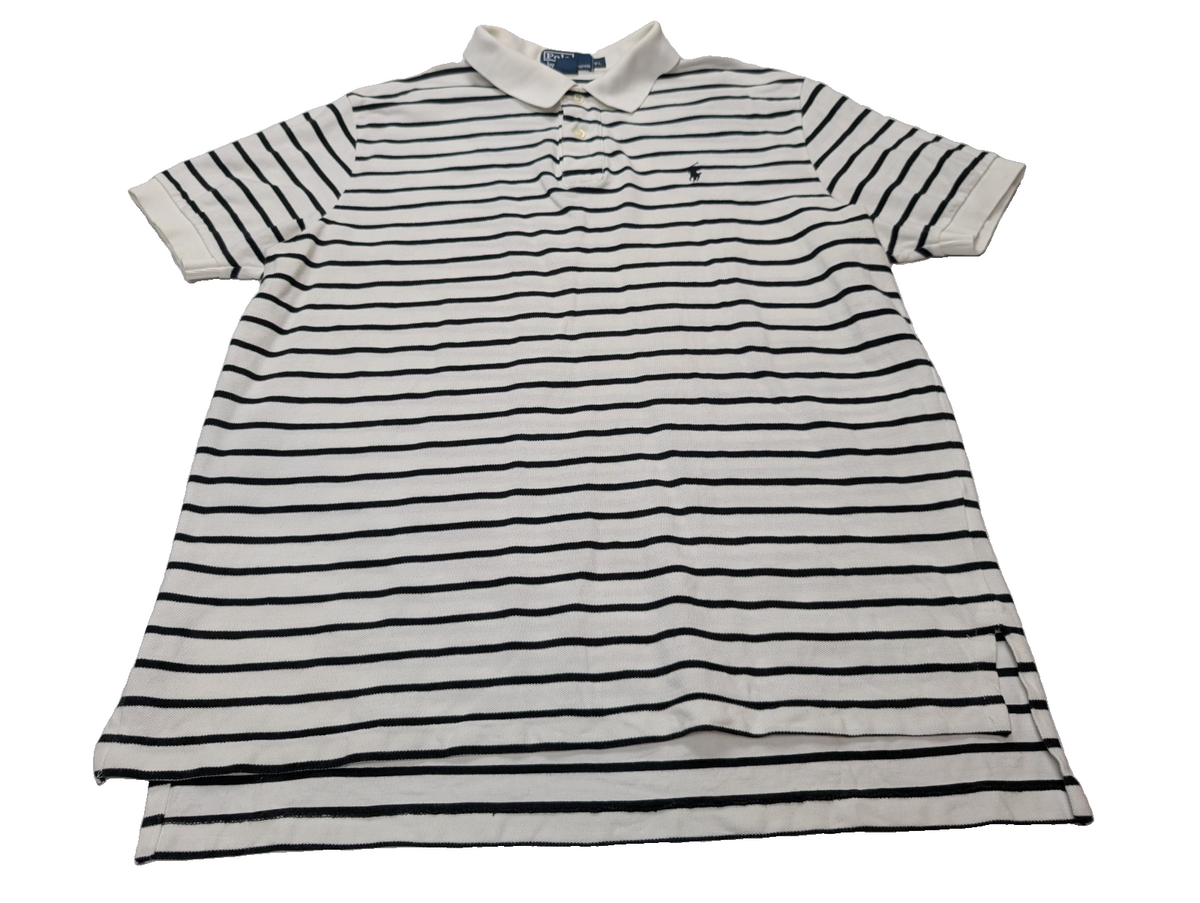 Polo manches courtes Polo Ralph Lauren rayures noir blanc coton XL