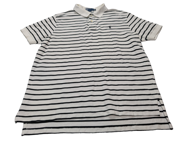 Polo manches courtes Polo Ralph Lauren rayures noir blanc coton XL