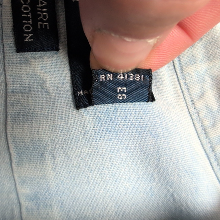Chemise Ralph Lauren Blaire M Bleu Clair Effet Jean Logo Marron manches longues