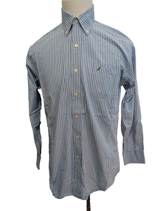 Chemise Nautica à Rayures Bleues & Blanches - Taille M