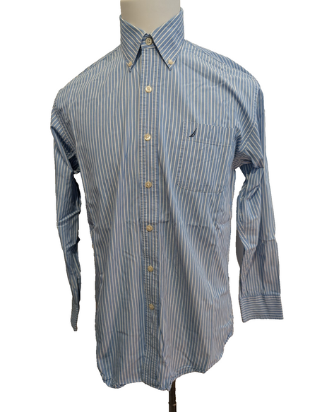 Chemise Nautica à Rayures Bleues & Blanches - Taille M