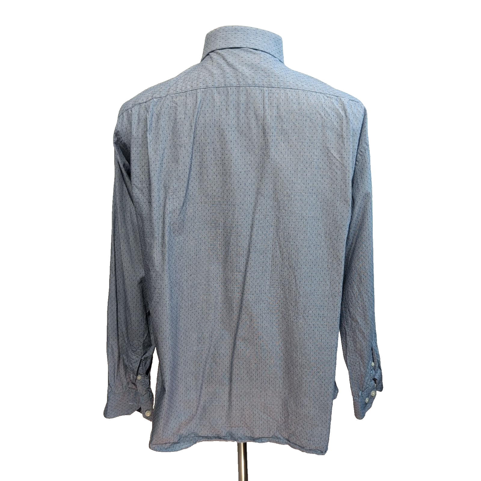 Chemise Nautica XL Bleu Chiné Micro Motif Gaufré 100% Coton manches longues