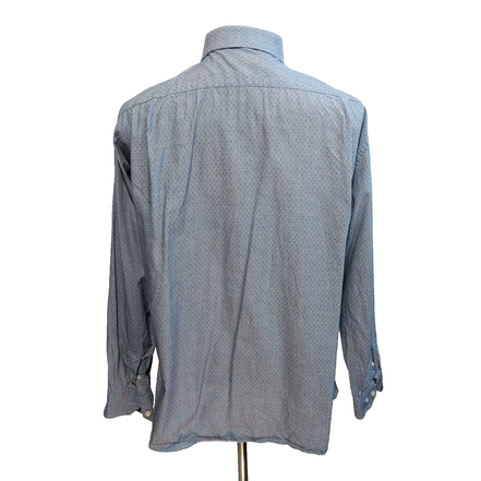 Chemise Nautica XL Bleu Chiné Micro Motif Gaufré 100% Coton manches longues