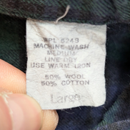 Chemise L.L.Bean T.L Vtg Laine/Coton Flanelle Épaisse Carreaux Bleu Vert