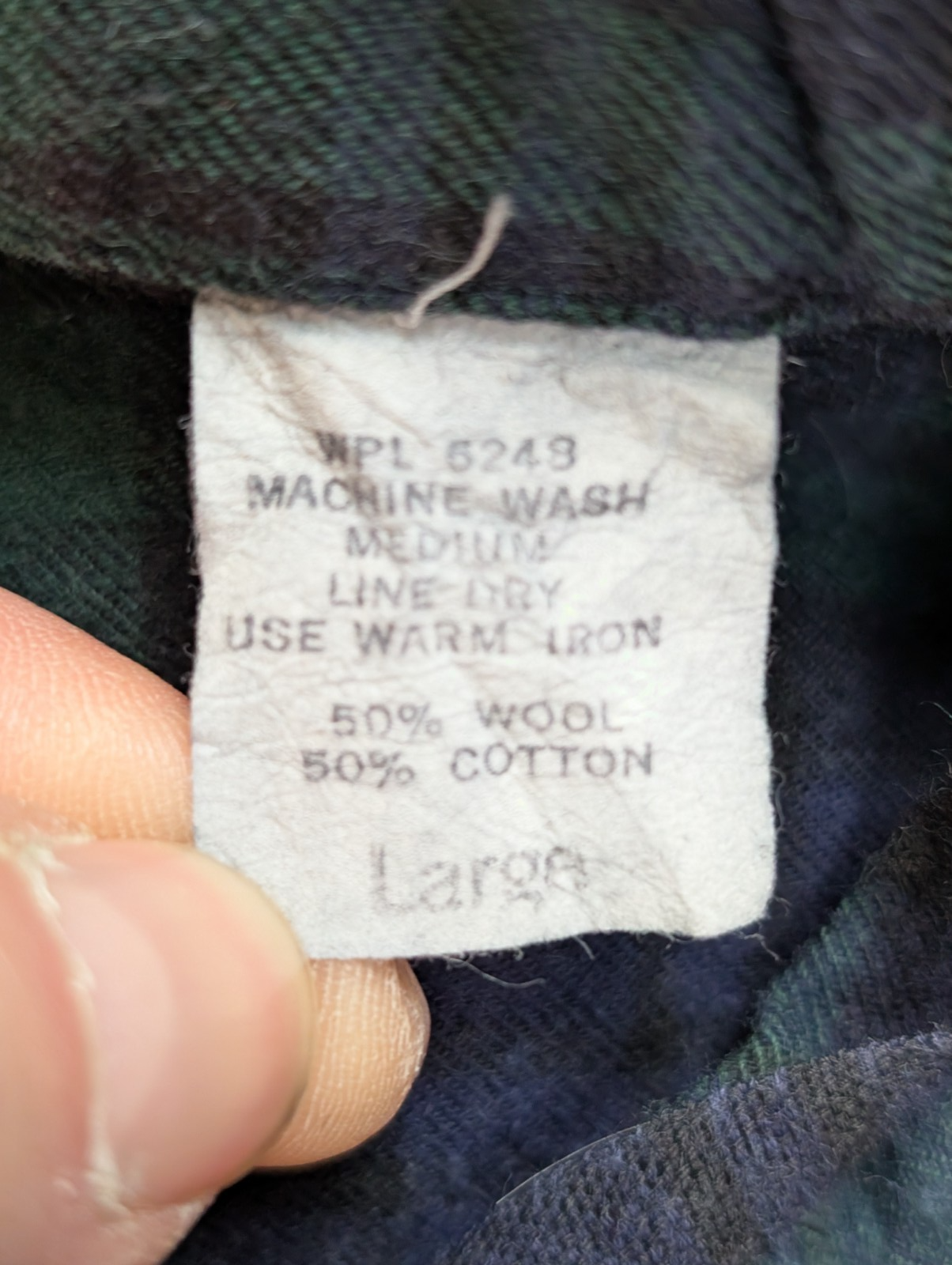 Chemise L.L.Bean T.L Vtg Laine/Coton Flanelle Épaisse Carreaux Bleu Vert
