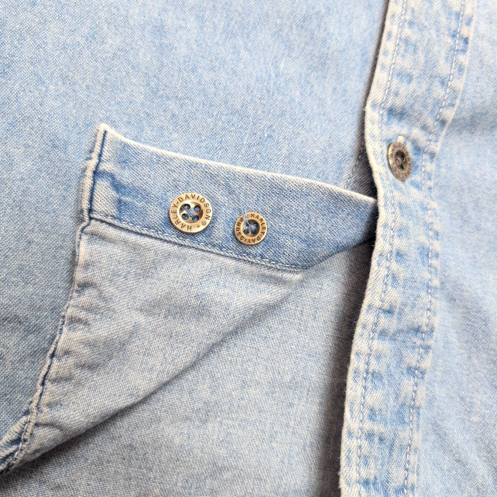 Chemise Harley Davidson XL Jean Bleu 100% Coton Brodée 2 Poches Logo