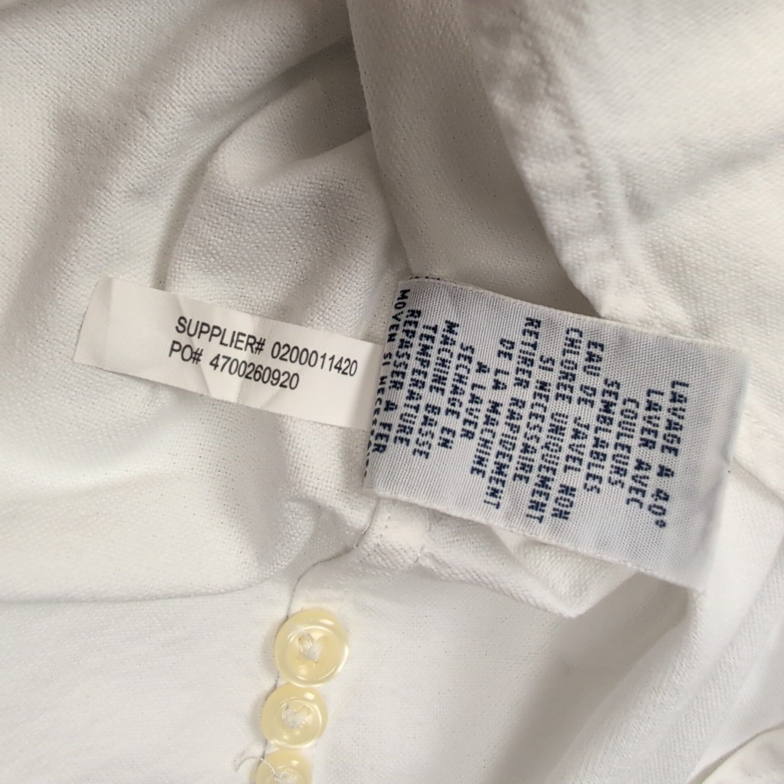 Chemise Ralph Lauren XS Blanche Unie Logo Marron Manches Longues