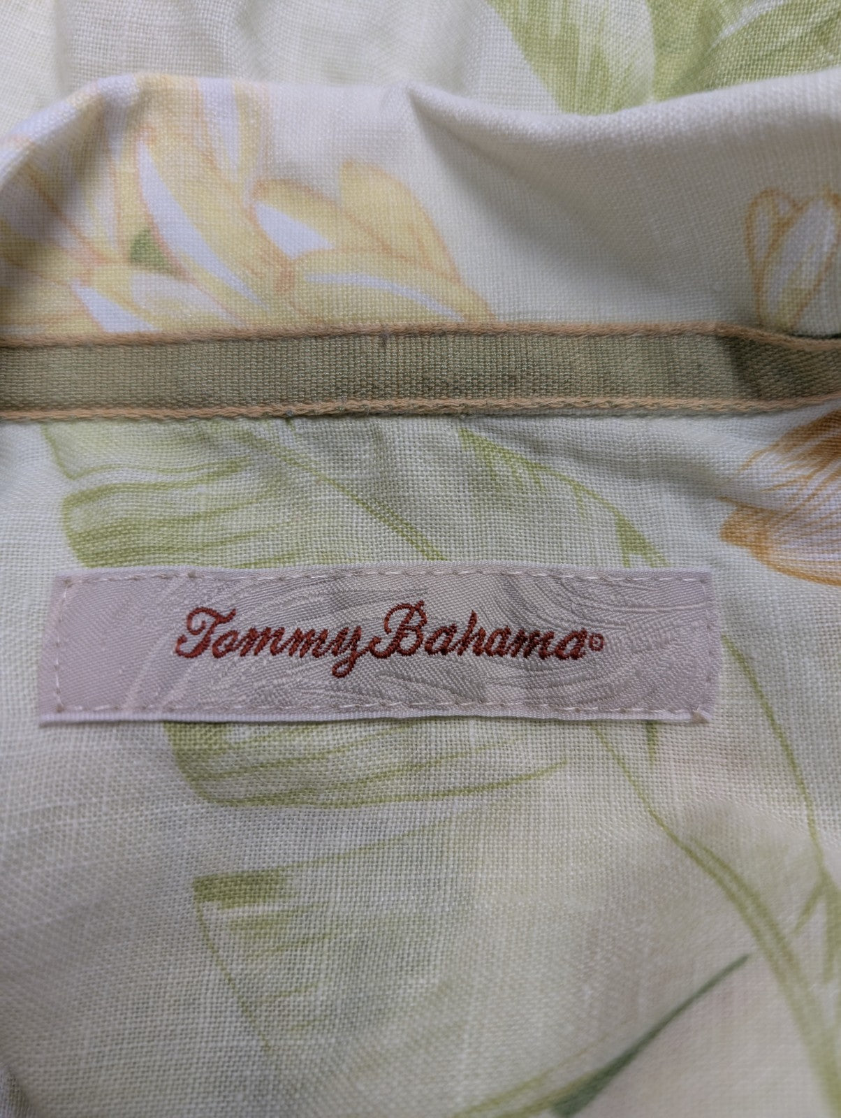 Chemise hawaïenne lin Tommy Bahama manches courtes taille M #725 hawaienne