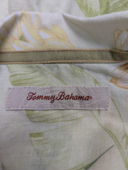 Chemise hawaïenne lin Tommy Bahama manches courtes taille M #725 hawaienne