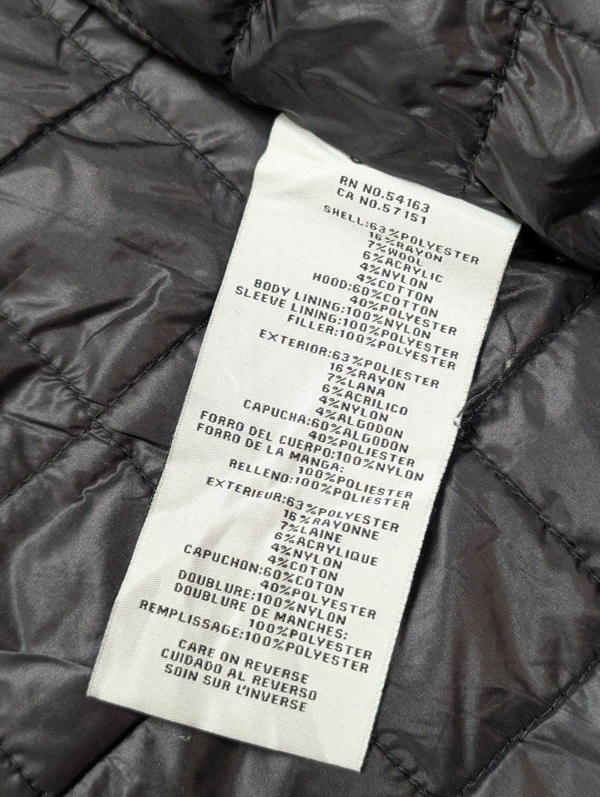 Blouson Veste Levis Homme S Laine Épaisse Matelassée Capuche Noire 4 Poches