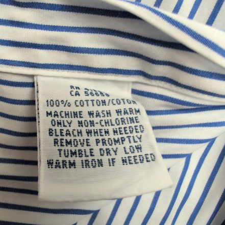 Chemise Polo Ralph Lauren M Bleue Rayures Classic Fit Col Classique Coton Shirt
