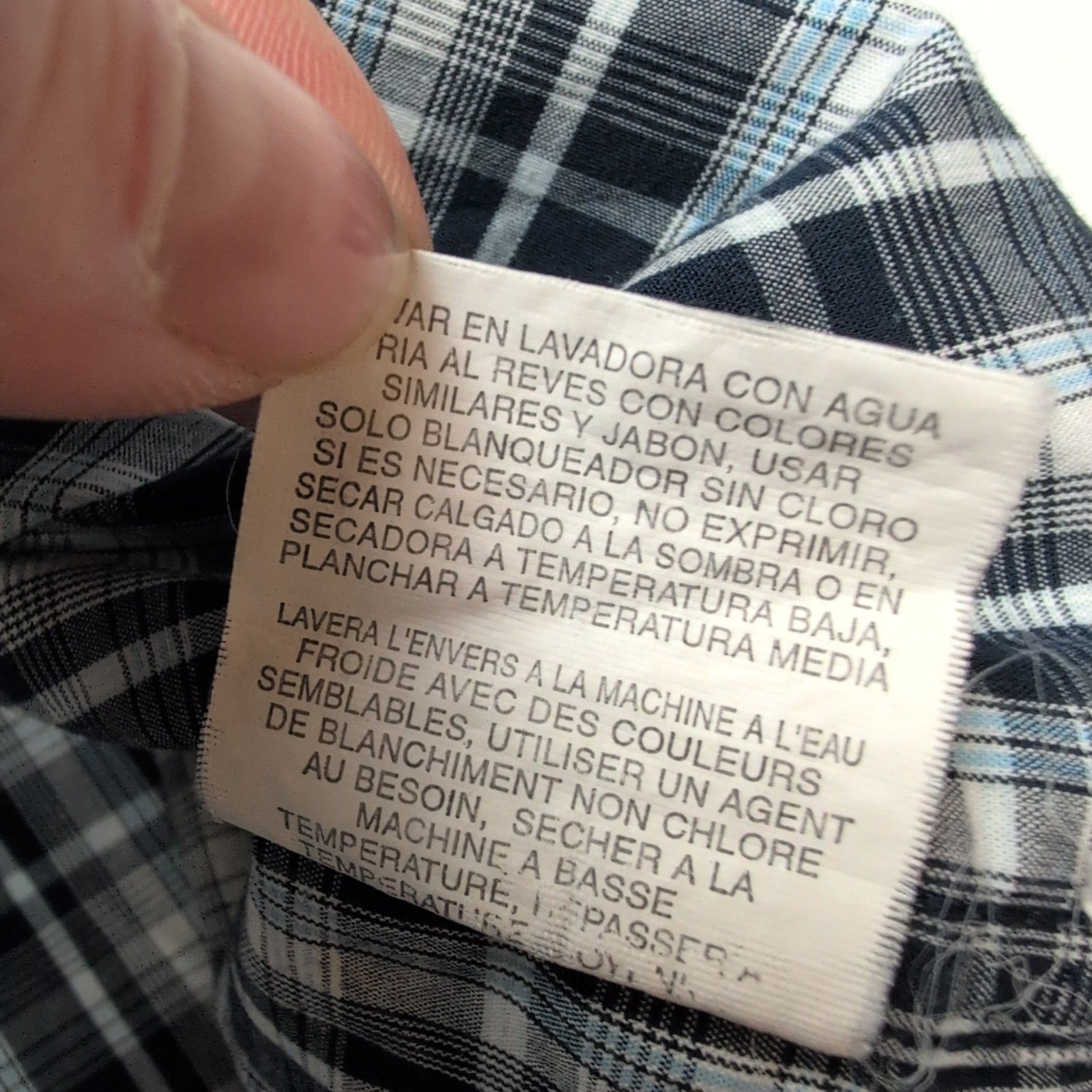 Chemise Wrangler modèle Cool River carreaux bleu marine et blanc 3XL