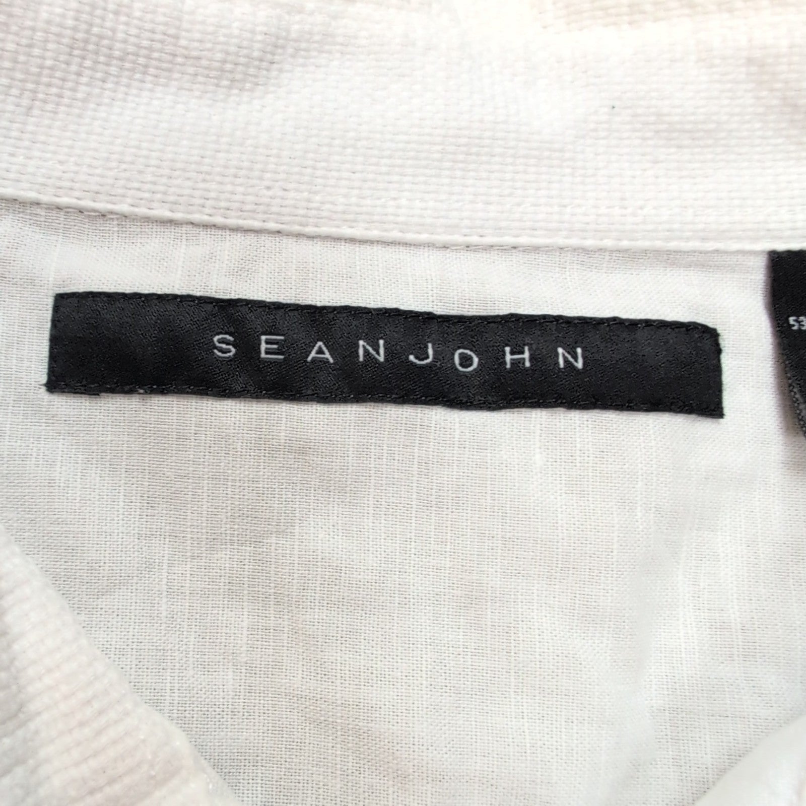 Chemise Sean John Popover XL Lin Coton Blanche 2 Poches Manches Courtes