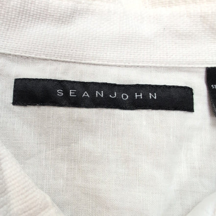 Chemise Sean John Popover XL Lin Coton Blanche 2 Poches Manches Courtes