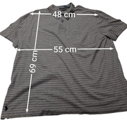 Polo manches courtes Polo Ralph Lauren L gris rayures Pima Lisle logo bas