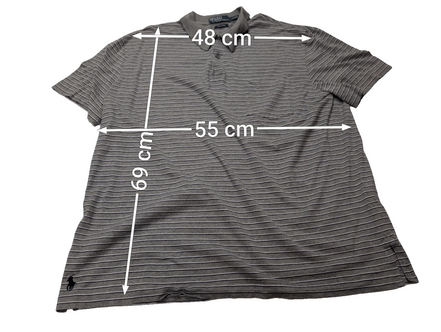 Polo manches courtes Polo Ralph Lauren L gris rayures Pima Lisle logo bas