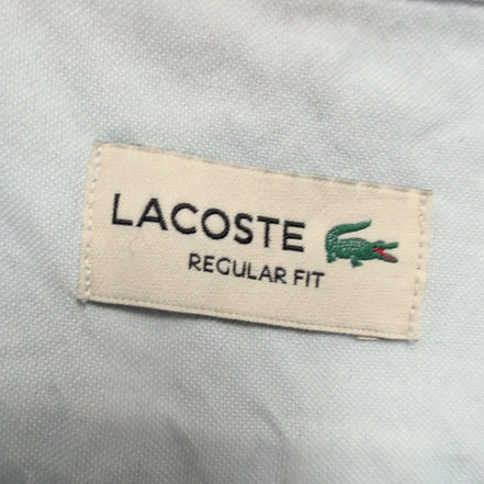 Chemise Lacoste 42 L Bleu Clair Regular Fit Logo Vert Coton manches longues