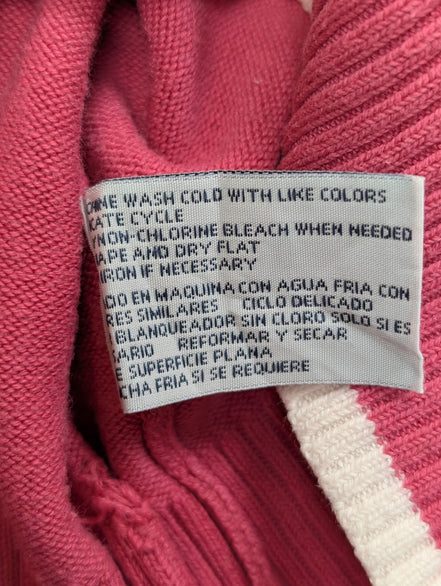 Pull Izod Rose Col Montant Zippé Stretch Coton Taille L