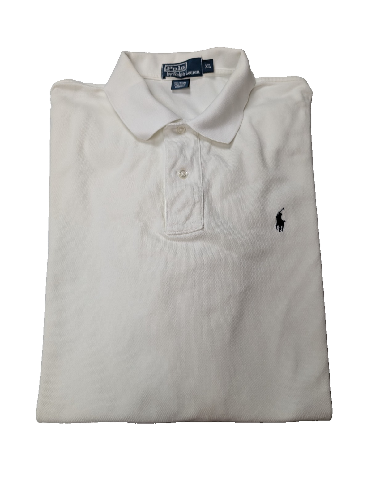 Polo manches courtes Polo Ralph Lauren blanc XL coton piqué logo bleu marine