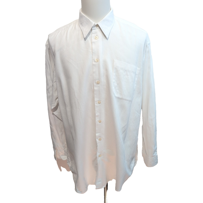 Chemise Nautica XL XXL Blanche Piqué 100% Coton 17.5 Poche Unie Manches longues