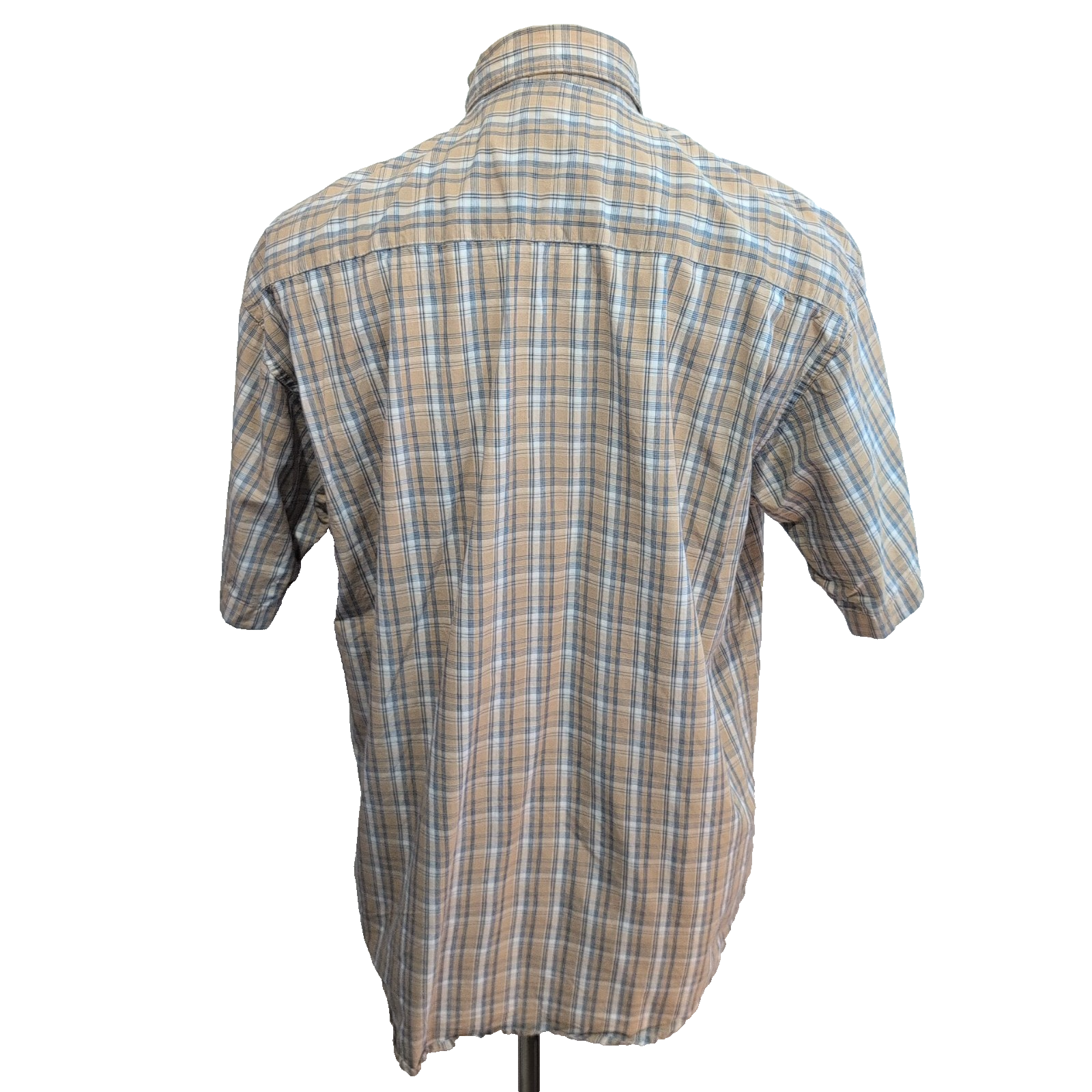 Chemise Wrangler Manche Courte Marron Clair Crème Bleu Carreaux Taille M