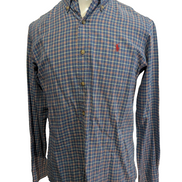 Chemise Polo Ralph Lauren Shirt S Custom Fit Carreaux Bleu Rouge Logo Rouge 