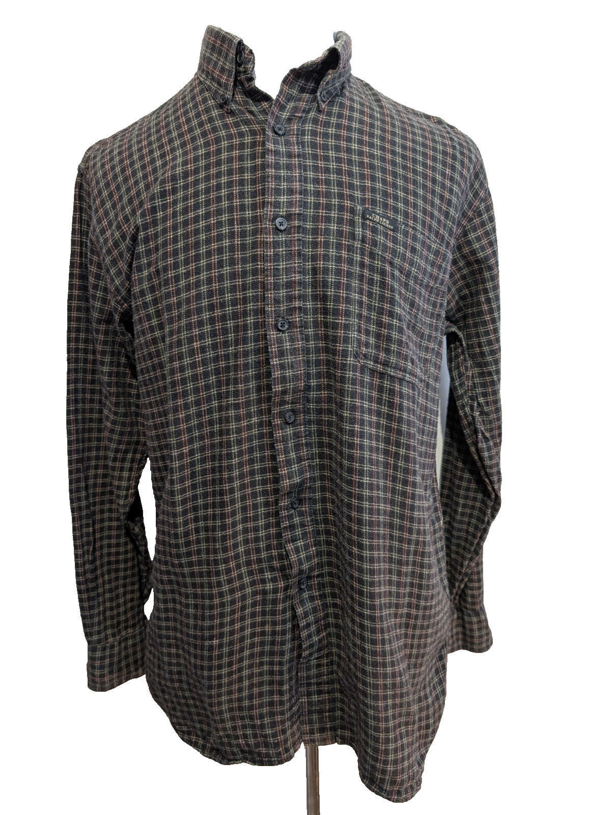 ⚫ Chemise CHAPS Flanelle Coton Tartan Sombre M |296S