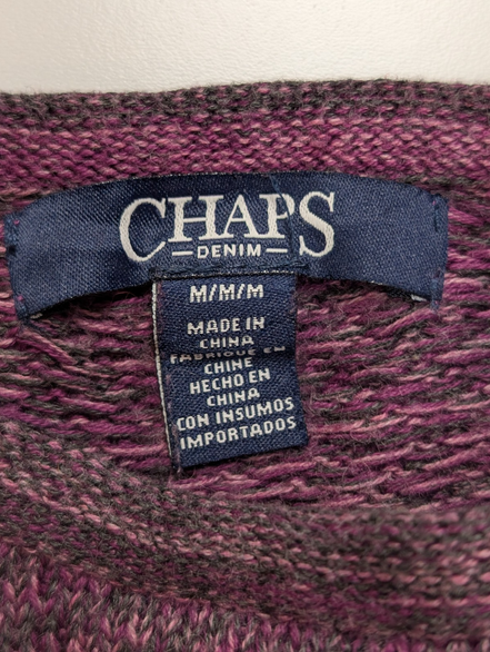 CHAPS Pull Femme M Violet Mauve Chevrons Coton Manches 3/4