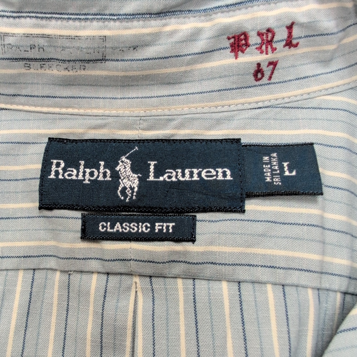 Chemise Ralph Lauren L Vintage Rayures Bleu Blanc Brodée Classic Fit Button Down