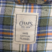 🔥 CHEMISE FLANELLE CHAPS XL (TG) CARREAUX KAKI BLEU ORANGE LOGO BRODÉ