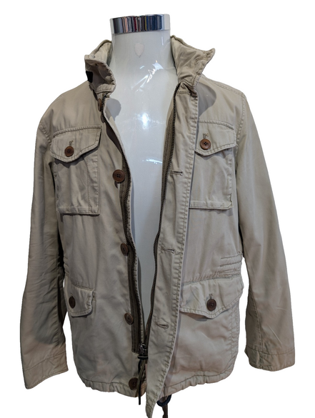Marc O'Polo Veste Blouson Coton Crème Beige M Capuche Col Field Jacket | 313BSR