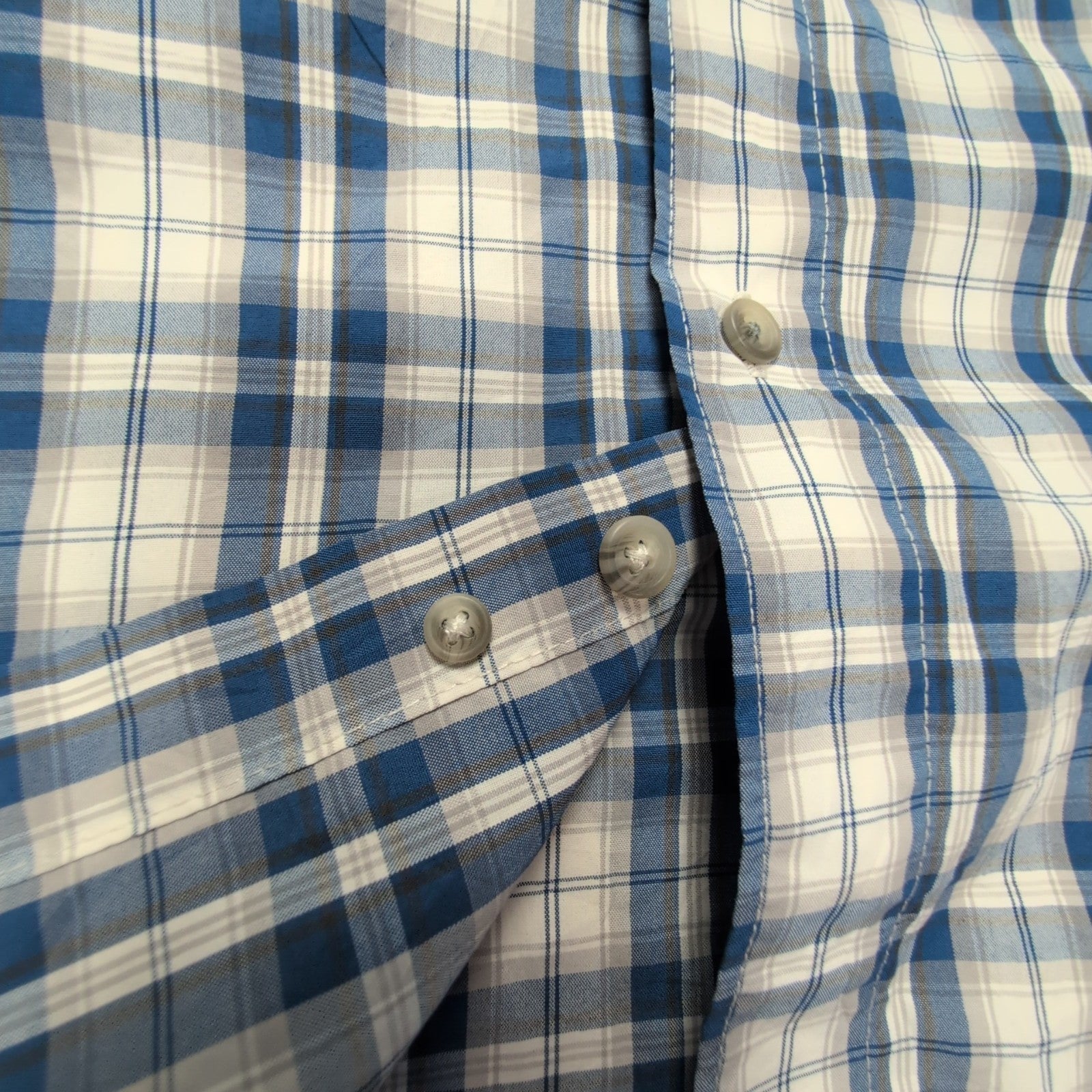 Chemise CHAPS à carreaux bleus manches courtes taille XL #146e