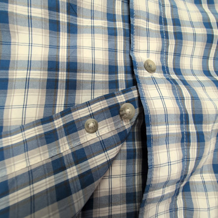 Chemise CHAPS à carreaux bleus manches courtes taille XL #146e