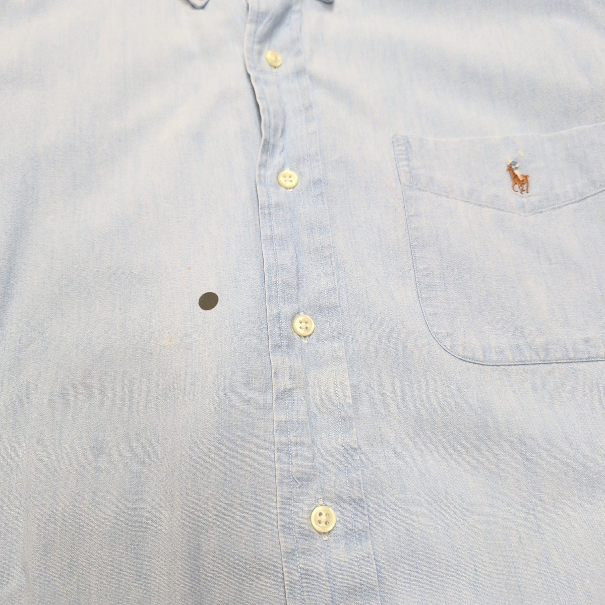 Chemise Ralph Lauren Big Shirt Taille M Bleu Clair Coton Denim Logo Marron