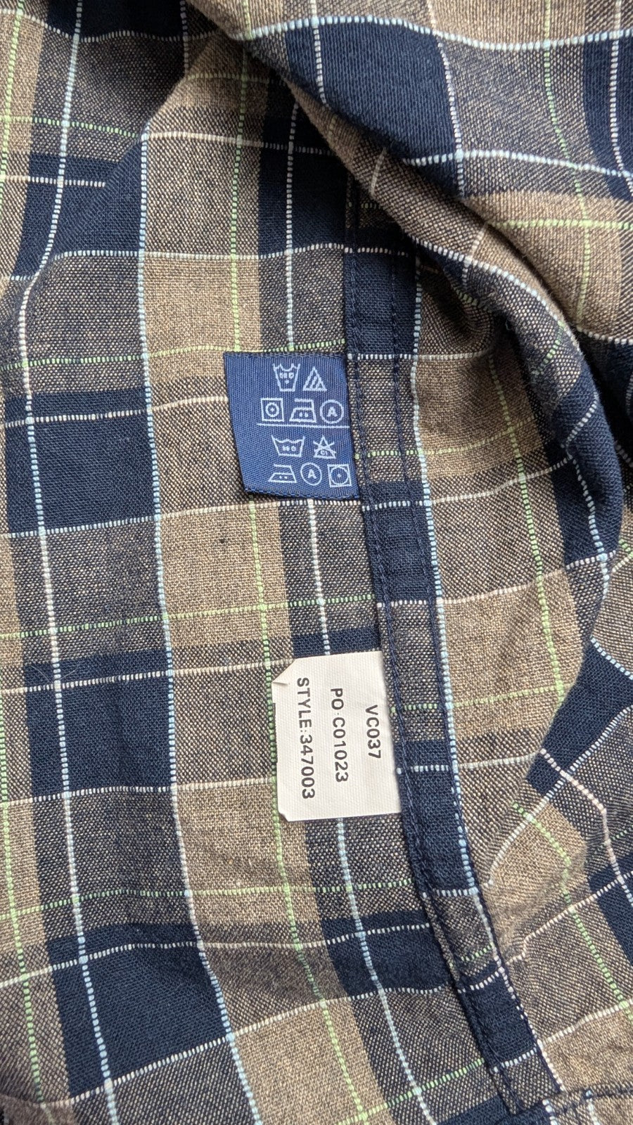 Chemise Chaps Ralph Lauren L carreaux bleu beige shirt button down