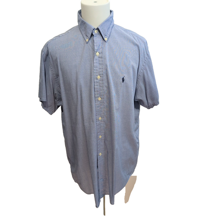 Chemise Ralph Lauren Yarmouth XL Bleu Microcarreaux Manches Courtes
