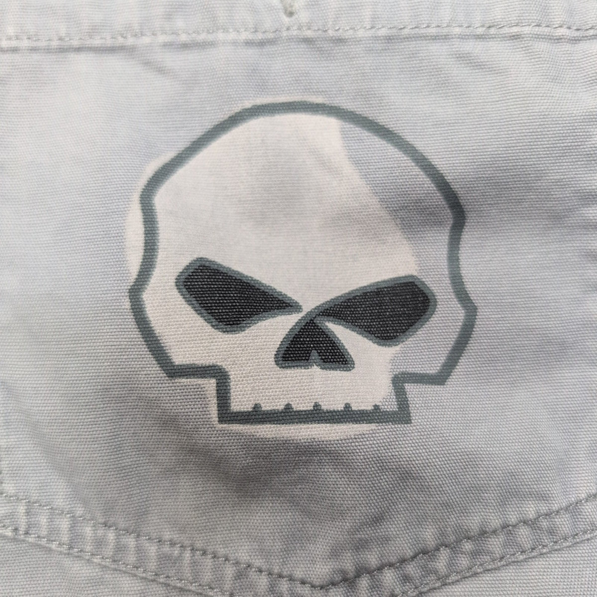 Harley Davidson Chemise Vintage Grise Manches Courtes Tête de Mort Homme 2XL