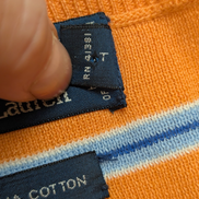 Pull Polo Ralph Lauren Col Rond Rayé Orange & Bleu 100% Coton Pima - Taille XXL